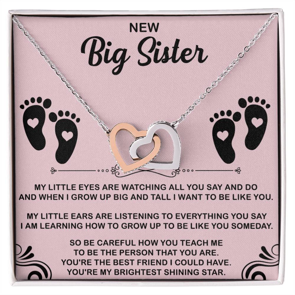 New Big Sister Interlocking Hearts Necklace - Big Sister gifts - Beauty Belliss